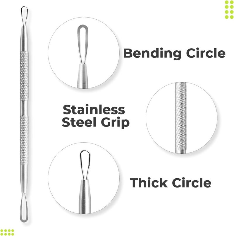 DERMATED 2 Pcs Pimple Extractor Tool Surgical Stainless Steel 410 | Comedone Extractor, Pimple Popper, Blackhead Remover for Face, Zit Popper, Pimple Needle for Acne Removal - Image 5